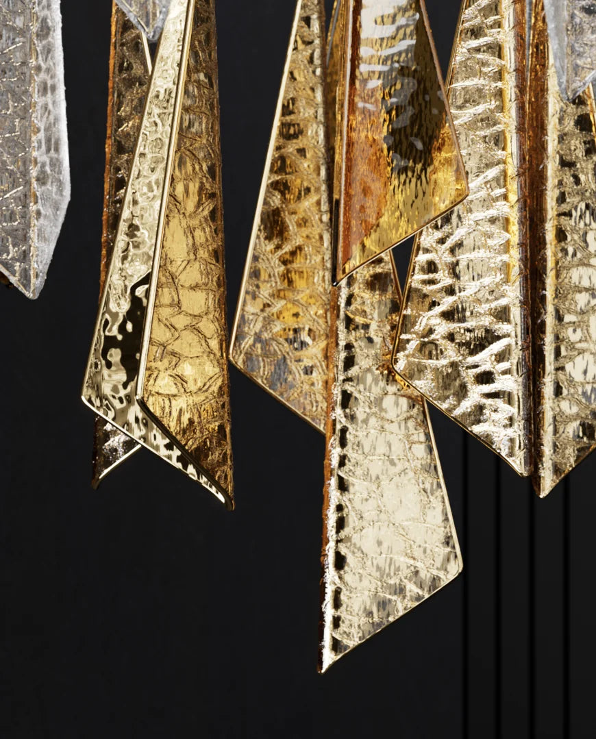 Staircase Multi-ring Gilded Luxurious Round Chandelier